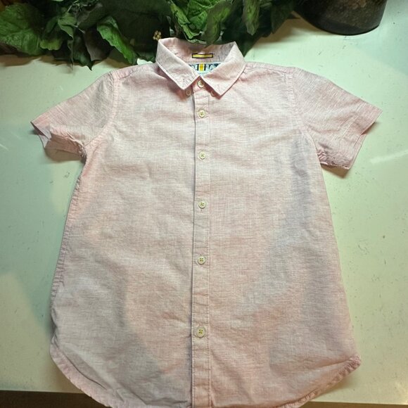 Denim & Flower Boys Pink Short-Sleeve Button-Up Shirt Size 7 - Picture 1 of 7